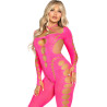 Leg Avenue - Bodystocking Rose Dos Ouvert Taille Unique